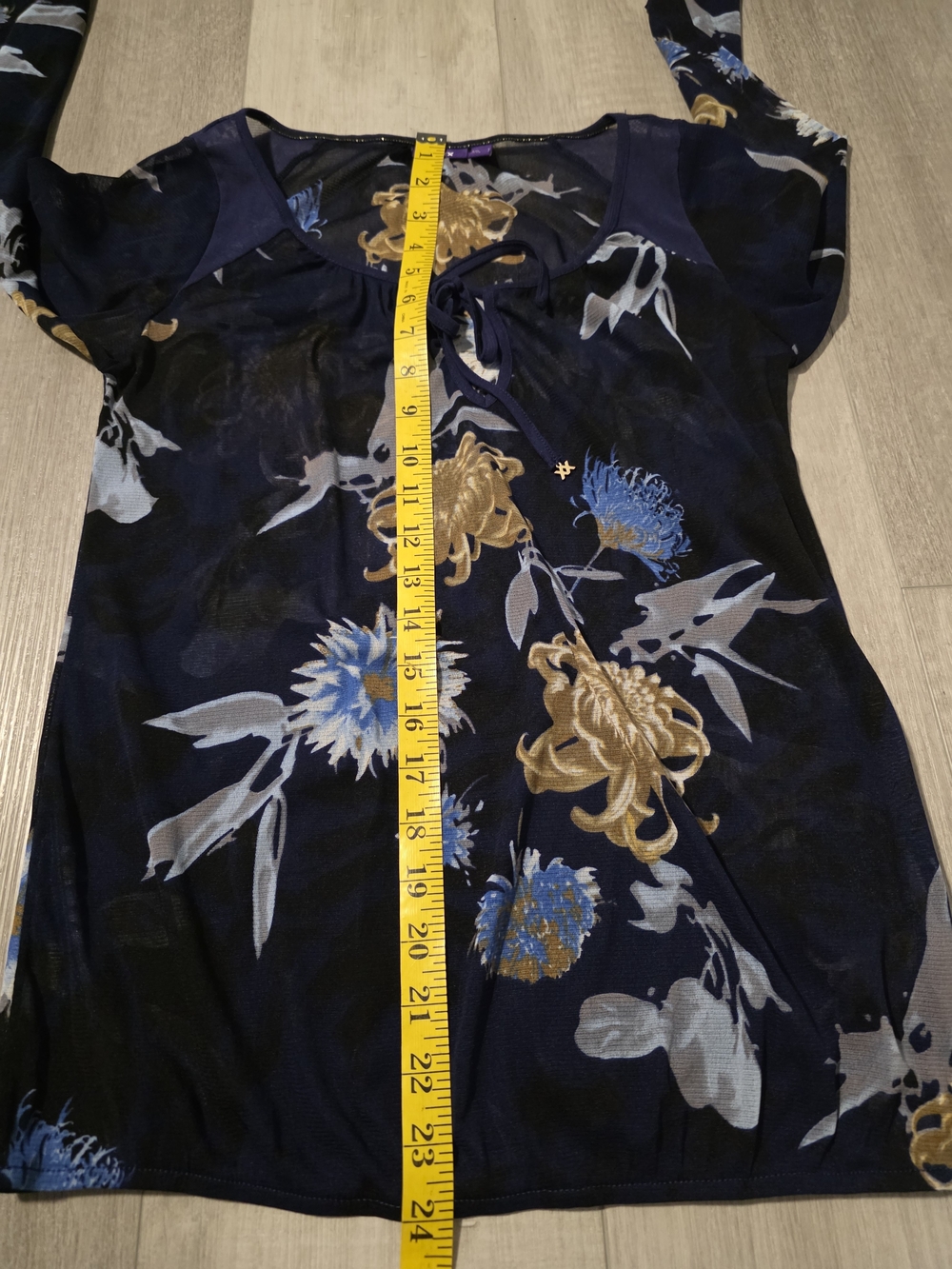 MEXX Women’s Navy Floral Sheer Mesh Blouse Size S - Picture 9 of 11